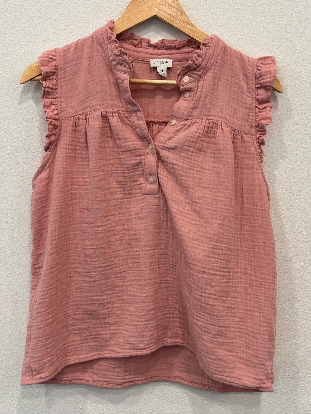 J. Crew Dusty Rose Ruffle Sleeve Cotton Gauze Camisole Size M
